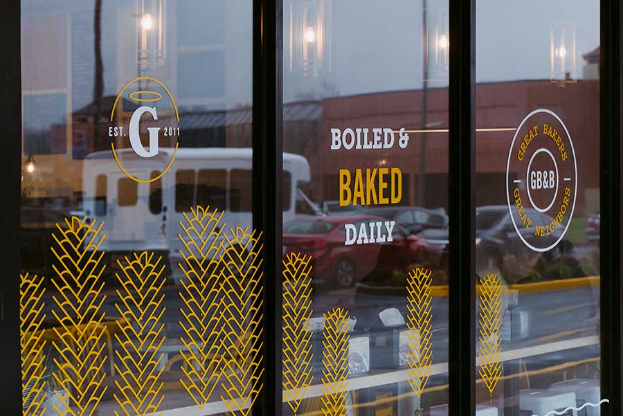 Great Bagel & Bakery, Boston Road store windows at our Boston Road location. Our bagels are boiled and baked daily.