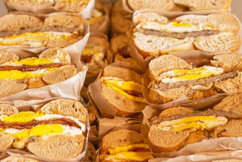Catered breakfast bagel sandwiches from Great Bagel & Bakery in Lexington, KY