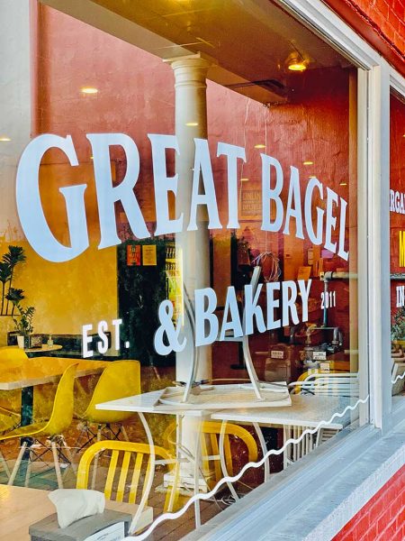 Great Bagel & Bakery Woodland location store window
